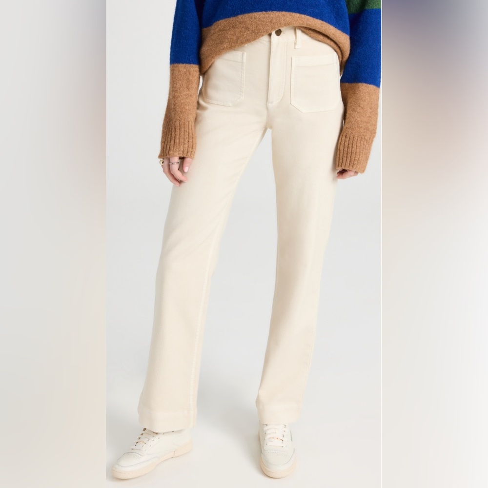 Faherty Stretch Terry Wide Leg Pants in size 27, bone white